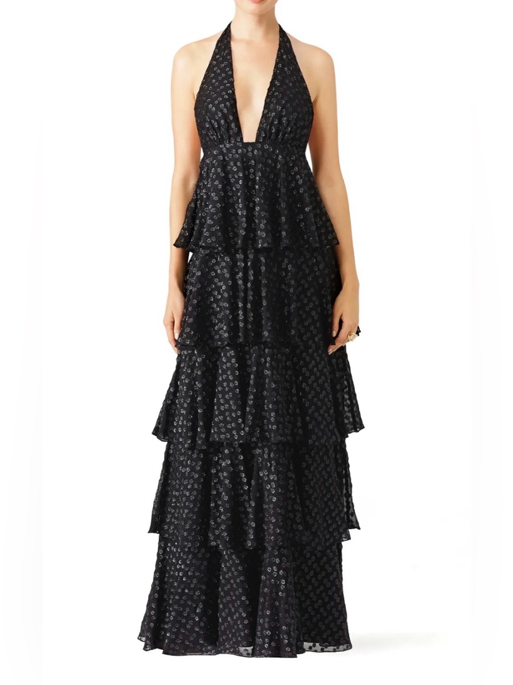 Jill Jill Stuart Black Dotted Isabel Gown Size 6